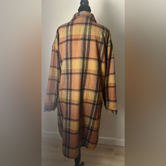 Women’s XL Flannel Plaid Button Down Shirt Long Sleeve Shacket Coat Jacket - Picture 3 of 9